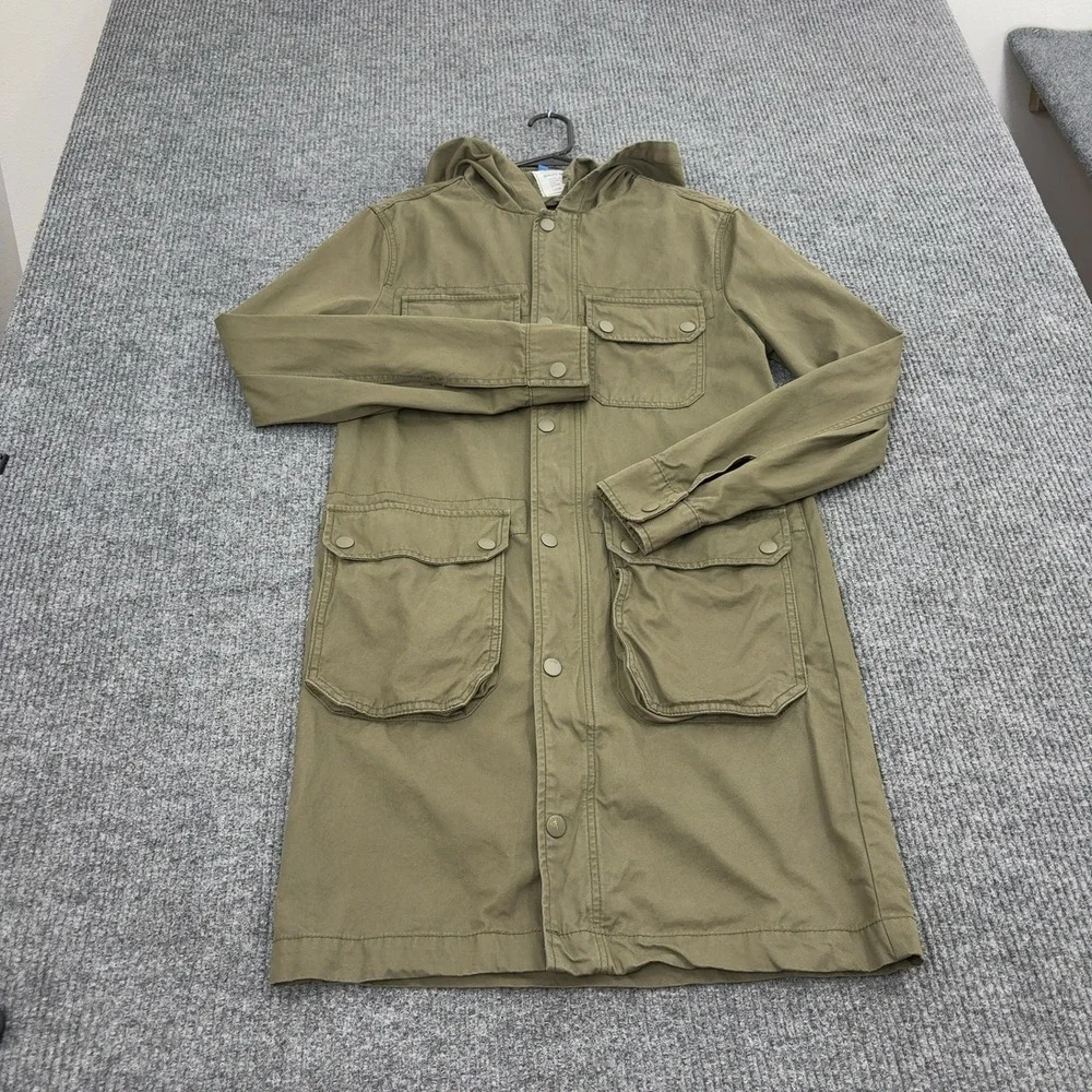 H&M Divided Parka Jacket Men XS Green Cotton Hooded Utility Military Gorpcore